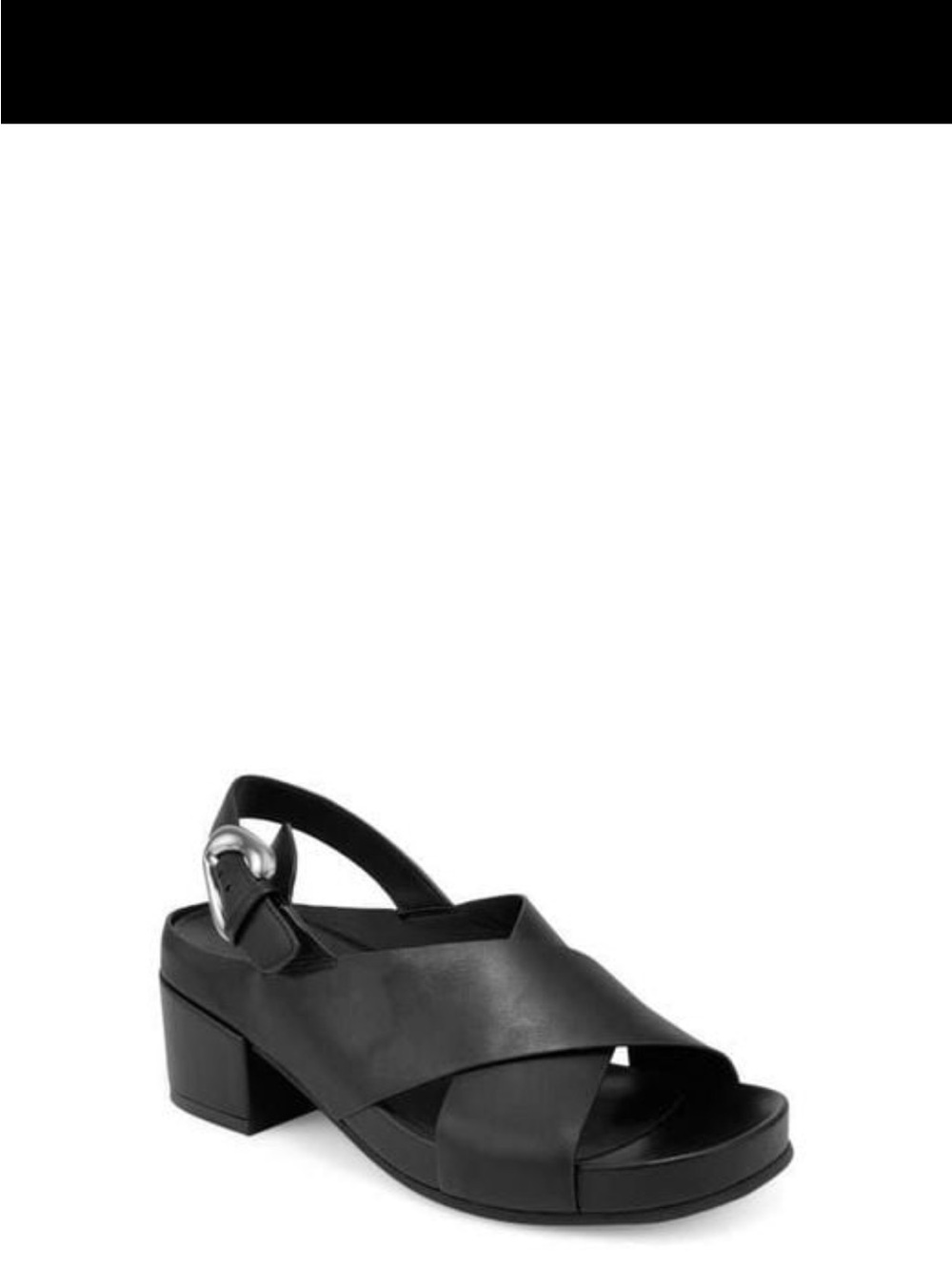 AEROSOLES Black Leather Crisscross Slingback Block Heel Sandal - Size 6